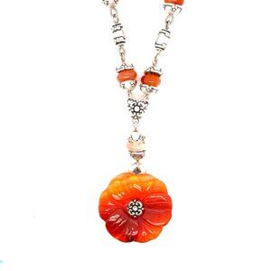 Brighton Carved Agate Flower Necklace